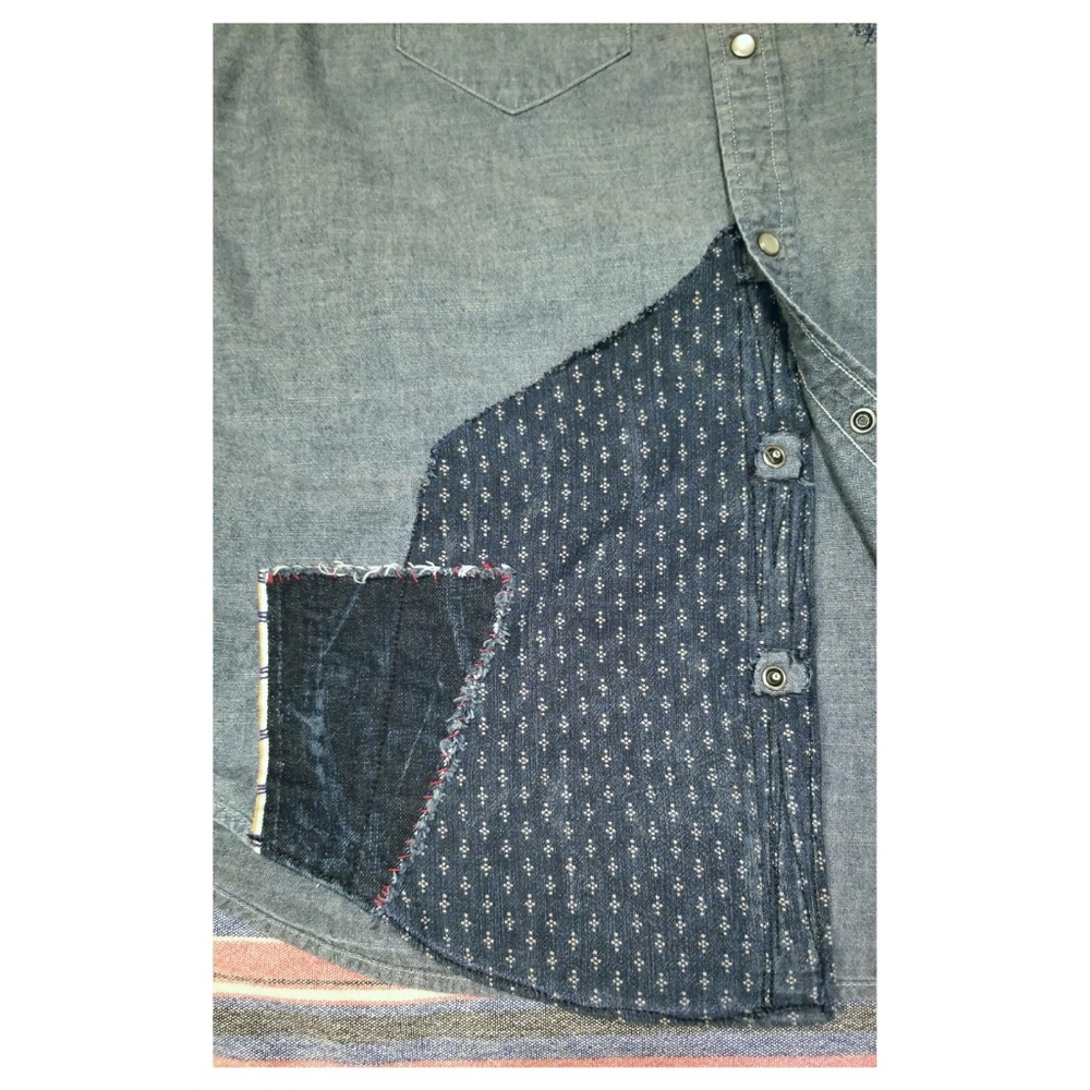 R.L. DENIM & SUPPLY PATCHWORK SHIRT-LRG - Picture 5 of 9